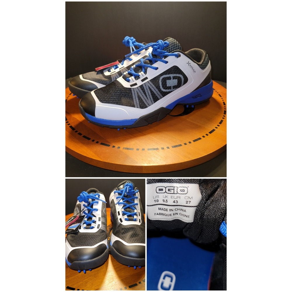 OGIO Sport Synkfit Mens Golf Shoes Blue White Black Spiked Size 10